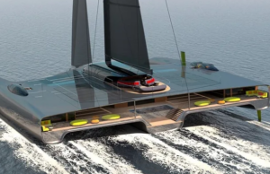 Φουτουριστικό τριμαράν που έχει σχήμα αρχαίου ρωμαϊκού σπιτιού